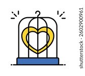Heart Cage vector filled outline icon. EPS 10 file