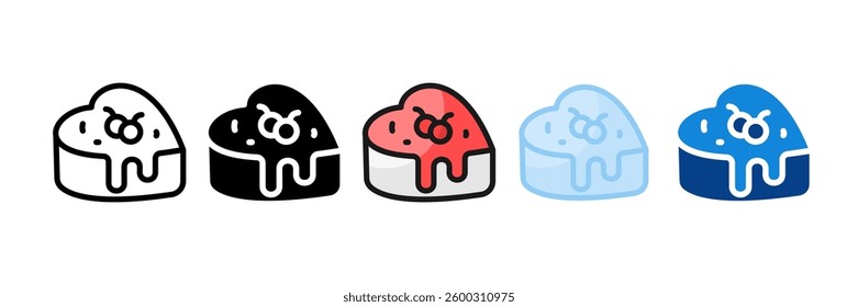 Heart Cake Icon Set Multiple Style Collection