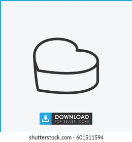 heart cake icon. simple outline heart cake vector icon. on white background.