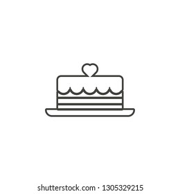 Heart cake icon. Simple thin line, outline vector of valentines day, love icons for UI and UX, website or mobile application