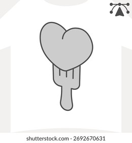 Pastel de corazón en el icono isométrico del tenedor de la tabla, concepto del postre. Gráficos de Vector. Signo de comida y trazo editable, icono de estilo de contorno para móvil o Diseño web