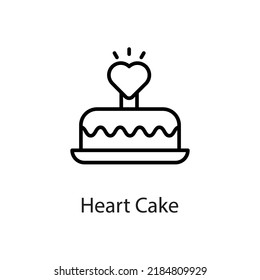 Heart Cake vector Outline Icon Design illustration on White background. EPS 10 File 