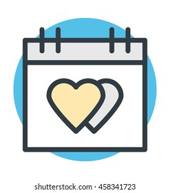 Heart Calendar  Colored Vector Icon