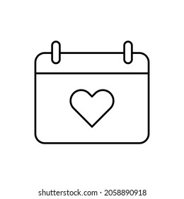 heart calendar line icon vector design, editable stroke line icon