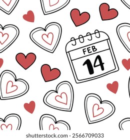 Heart Calendar Valentine’s Pattern seamless