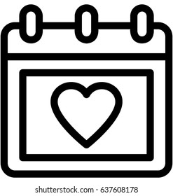 Heart Calendar Vector Icon 