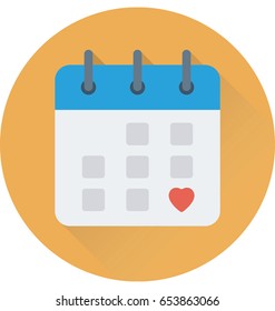 Heart Calendar Vector Icon 