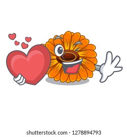 With heart calendula flower in the mascot stem