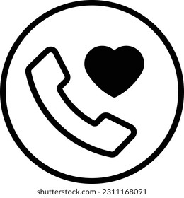 heart call phone mobile calling Outline