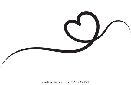 Ligne de calligraphie cardiaque pour placer votre texte.  élément de design dessiné à la main. Symbole de coeur d'amour. isolé sur fond blanc.  Illustration vectorielle. Eps10