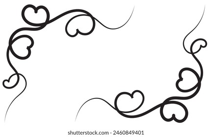 Ligne de calligraphie cardiaque pour placer votre texte.  élément de design dessiné à la main. Symbole de coeur d'amour. isolé sur fond blanc.  Illustration vectorielle. Eps10