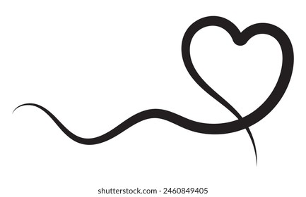 Ligne de calligraphie cardiaque pour placer votre texte.  élément de design dessiné à la main. Symbole de coeur d'amour. isolé sur fond blanc.  Illustration vectorielle. Eps10