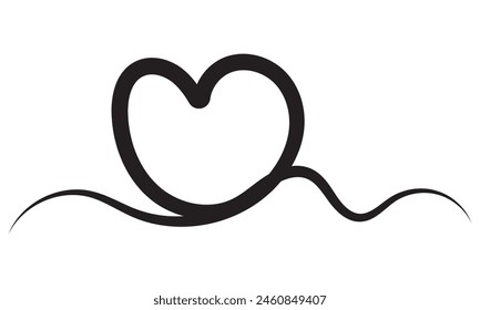 Ligne de calligraphie cardiaque pour placer votre texte.  élément de design dessiné à la main. Symbole de coeur d'amour. isolé sur fond blanc.  Illustration vectorielle. Eps10