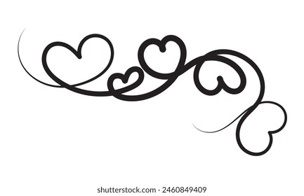 Ligne de calligraphie cardiaque pour placer votre texte.  élément de design dessiné à la main. Symbole de coeur d'amour. isolé sur fond blanc.  Illustration vectorielle. Eps10