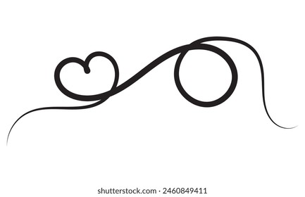 Ligne de calligraphie cardiaque pour placer votre texte.  élément de design dessiné à la main. Symbole de coeur d'amour. isolé sur fond blanc.  Illustration vectorielle. Eps10