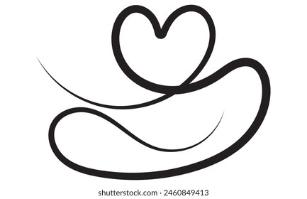 Ligne de calligraphie cardiaque pour placer votre texte.  élément de design dessiné à la main. Symbole de coeur d'amour. isolé sur fond blanc.  Illustration vectorielle. Eps10