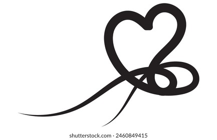 Ligne de calligraphie cardiaque pour placer votre texte.  élément de design dessiné à la main. Symbole de coeur d'amour. isolé sur fond blanc.  Illustration vectorielle. Eps10