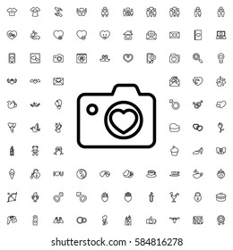 heart with camera icon illustration isolated vector sign symbol. Love icons set.