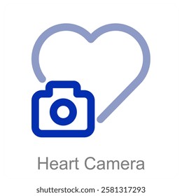 Heart Camera and love icon concept