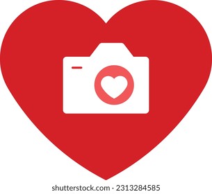 cámara de video de corazón cámara de imágenes plana