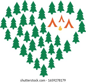 I heart Camping Design with trees and tents