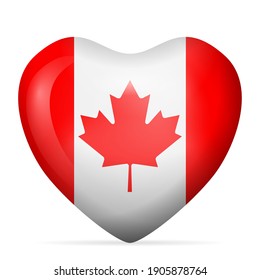 Heart Canada flag on a white background. Vector illustration.