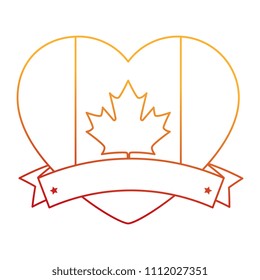 heart with canadian flag emblem icon
