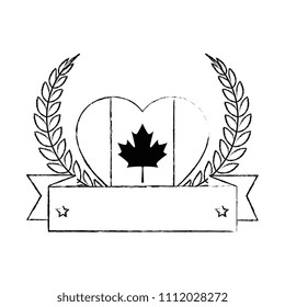 heart with canadian flag emblem icon