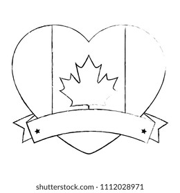 heart with canadian flag emblem icon