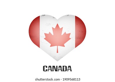 Heart with Canadian national flag colors. Flag of Canada in the form of a heart made on an isolated background. Design pattern for greeting card on an Valentines day. Vector illustration