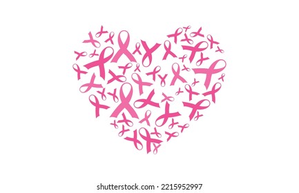 Heart Cancer Ribbons , Pink Cancer  Heart, Heart Cancer Awareness Vector and Clip Art