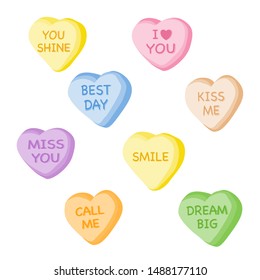 Heart candies isolated vector illustration