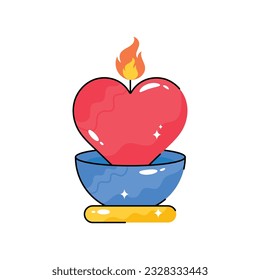 Heart candle doodle vector outline Sticker. EPS 10 file