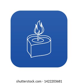 Heart candle icon blue vector isolated on white background