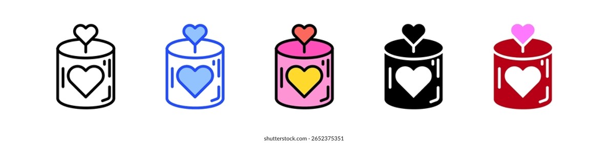Heart Candle Icon Collection With Multiple Styles