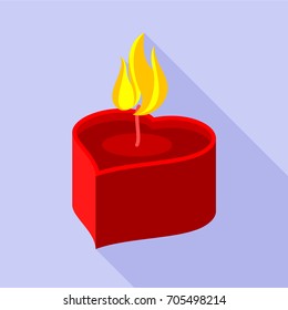 Heart candle icon. Flat illustration of heart candle vector icon for web