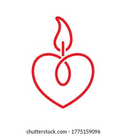 Heart candle for stickers, labels and banners. Simple vector illustration isolated on a white background