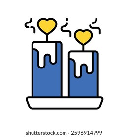 Heart Candle vector filled outline icon. EPS 10 file
