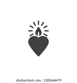 Heart candle vector icon. filled flat sign for mobile concept and web design. Candle heart simple solid icon. Love and valentine's day symbol, logo illustration. Pixel perfect vector graphics