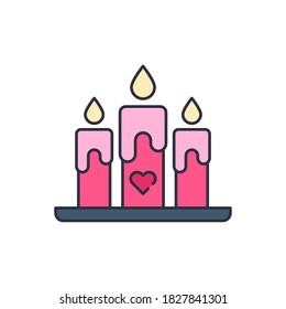 Heart candle vector icon symbol isolated on white background