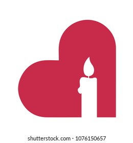 Heart and candle vector. symbol vector.