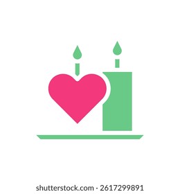 Heart and Candles Symbolizing Love and Romance