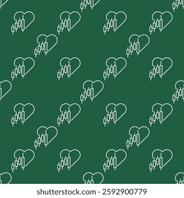 Heart and Candlestick Chart vector Investment Analysis concept linear seamless pattern