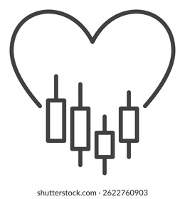 Heart with candlestick pattern vector I Love Trading concept linear icon or symbol