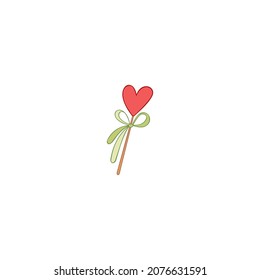 Herz - Süßigkeiten. Lollipop. Einzeln Vektorobjekt auf weißem Hintergrund. Valentinstag Kunst. 