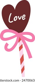 Heart Candy On Stick Vector Illustration