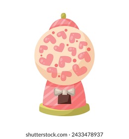 Heart Candy Pink Ball as Gift for Valentine Holiday Vector Illustration