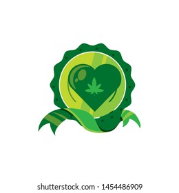 heart with cannabis leaf icon