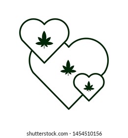 heart with cannabis leaf icon