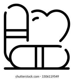 Heart and capsules icon. Outline heart and capsules vector icon for web design isolated on white background
